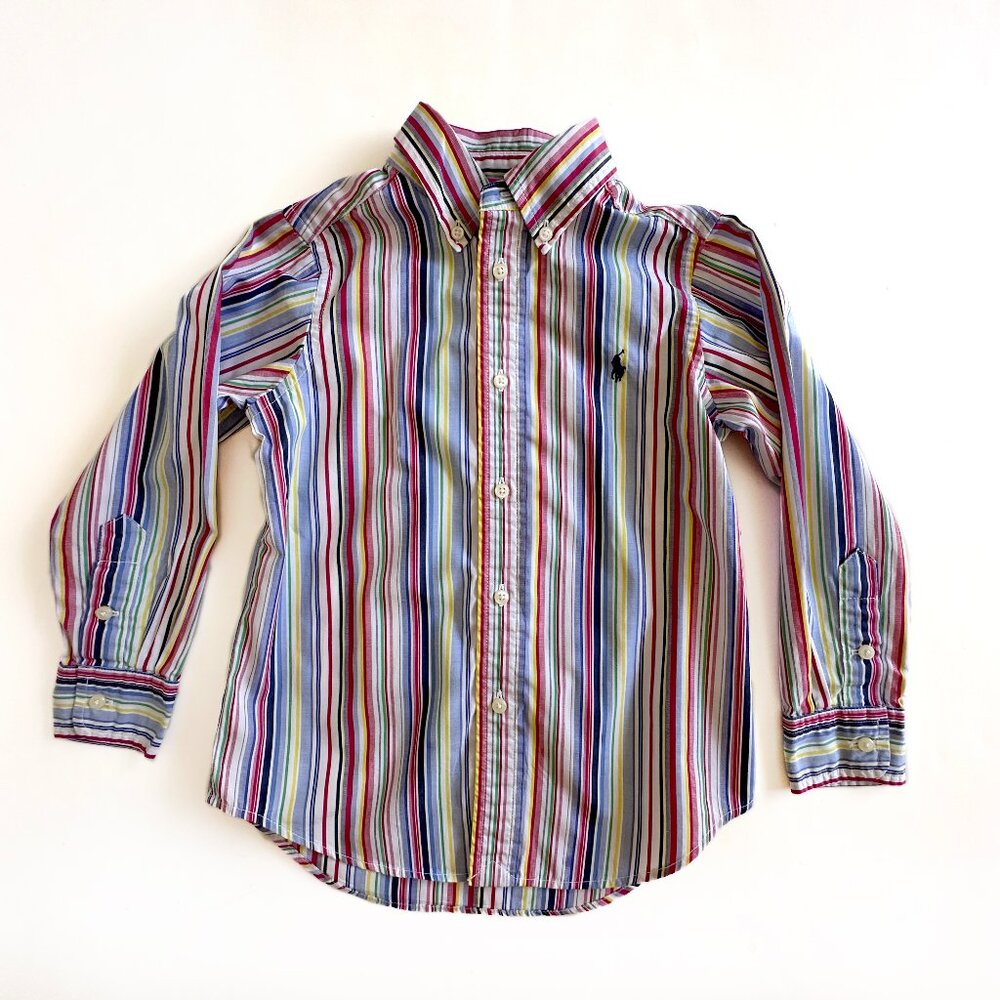 Polo Ralph Lauren Boys Size 4T Oxford Button Down Stripe Shirt Long Sleeves